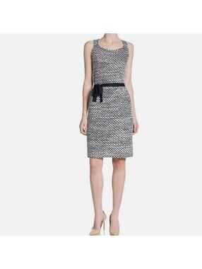 NWT St. John Tweed Sheath Knit Dress Navy/White Size 4 (Orig. $1,045)